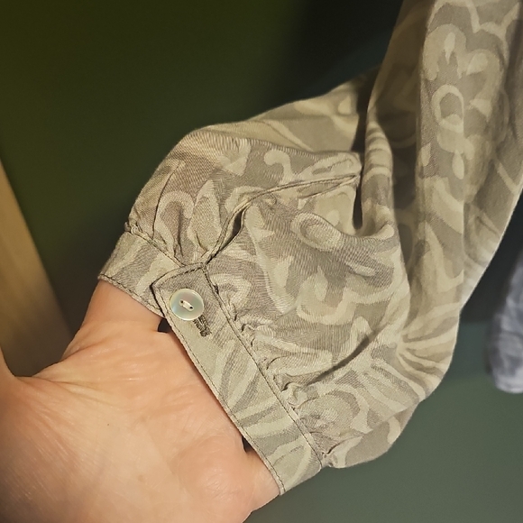 Pure Jill J Jill Gray Floral Modal Rayon Split Neck Tie Blouse Top Large 257951 - Picture 3 of 6